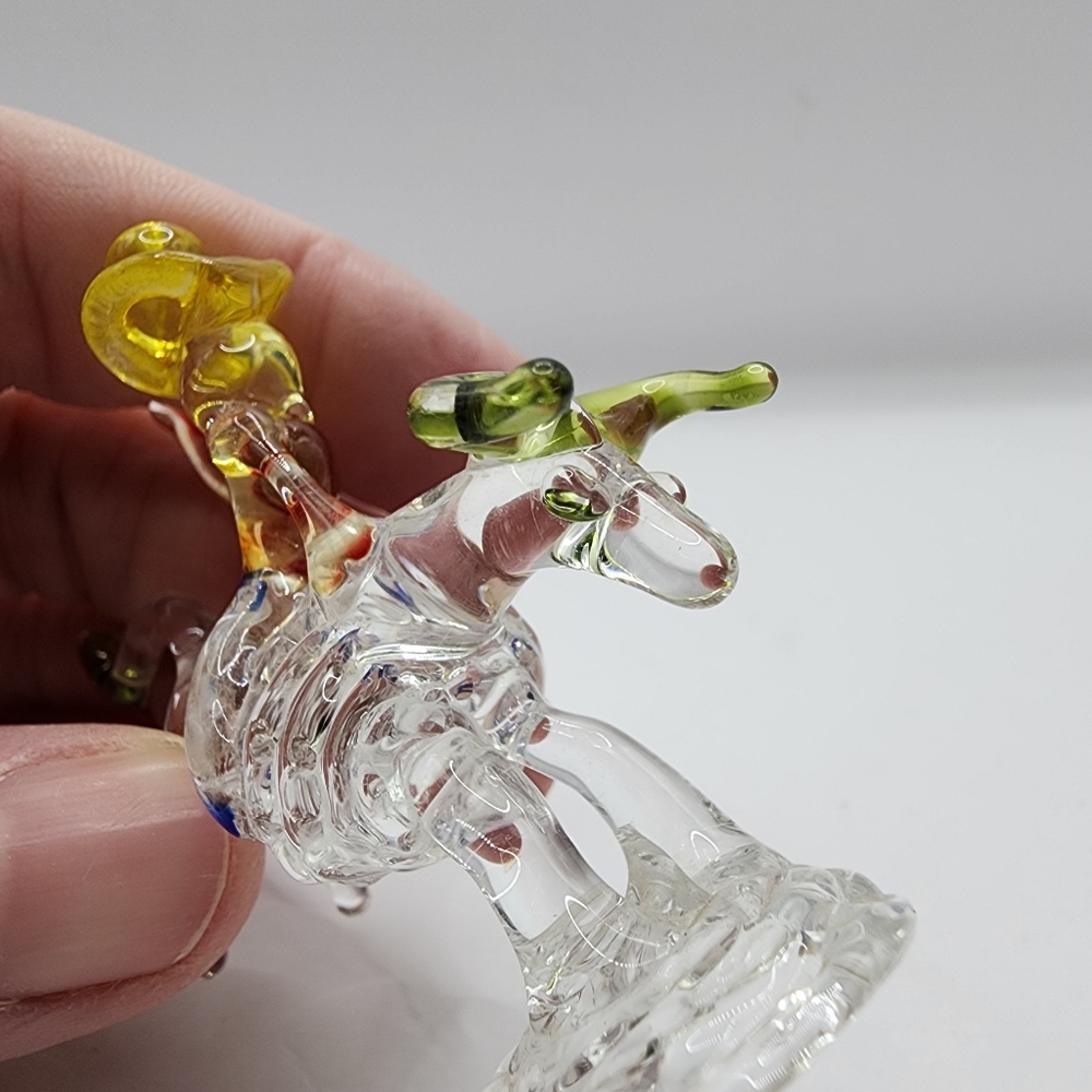 Vintage Cowboy Rider Bucking Bull 2" Hand Blown Glass Art Figurine - Picture 3 of 4